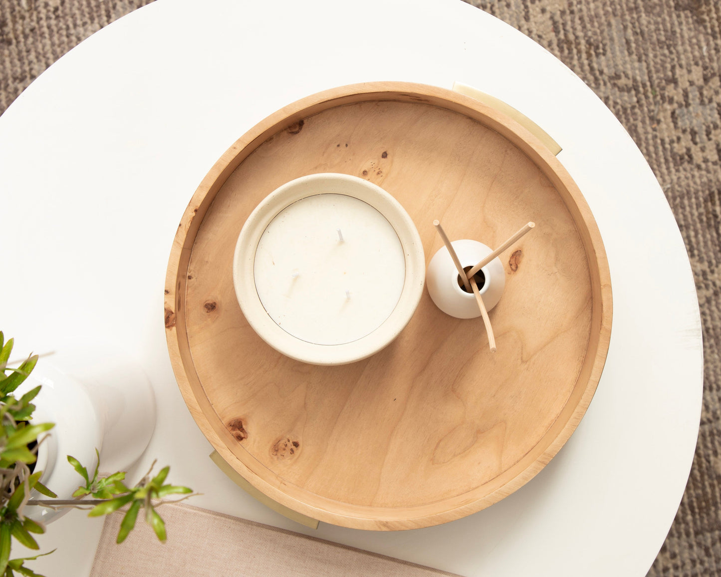 Burlock Round Tray with Handles