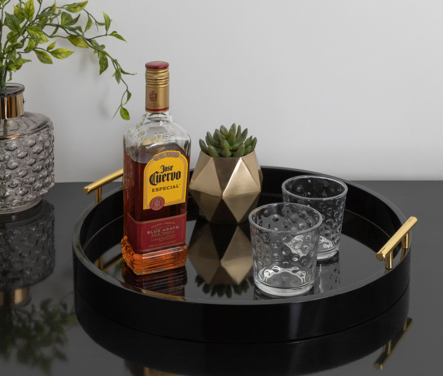 Lipton Round Decorative Tray with Metal Handles