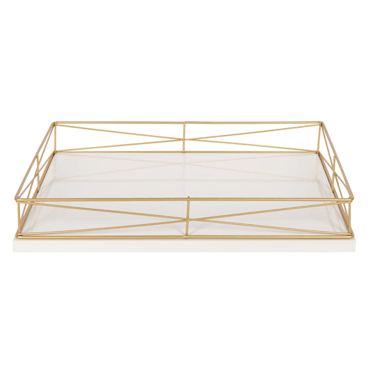 Mendel Rectangle Tray with Decorative Metal Rim