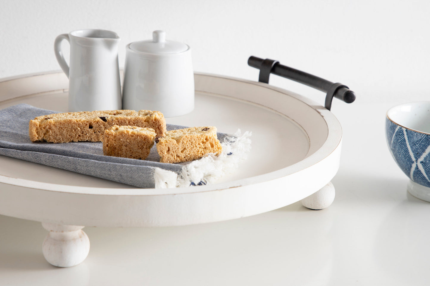 Bruillet Round Wooden Footed Tray