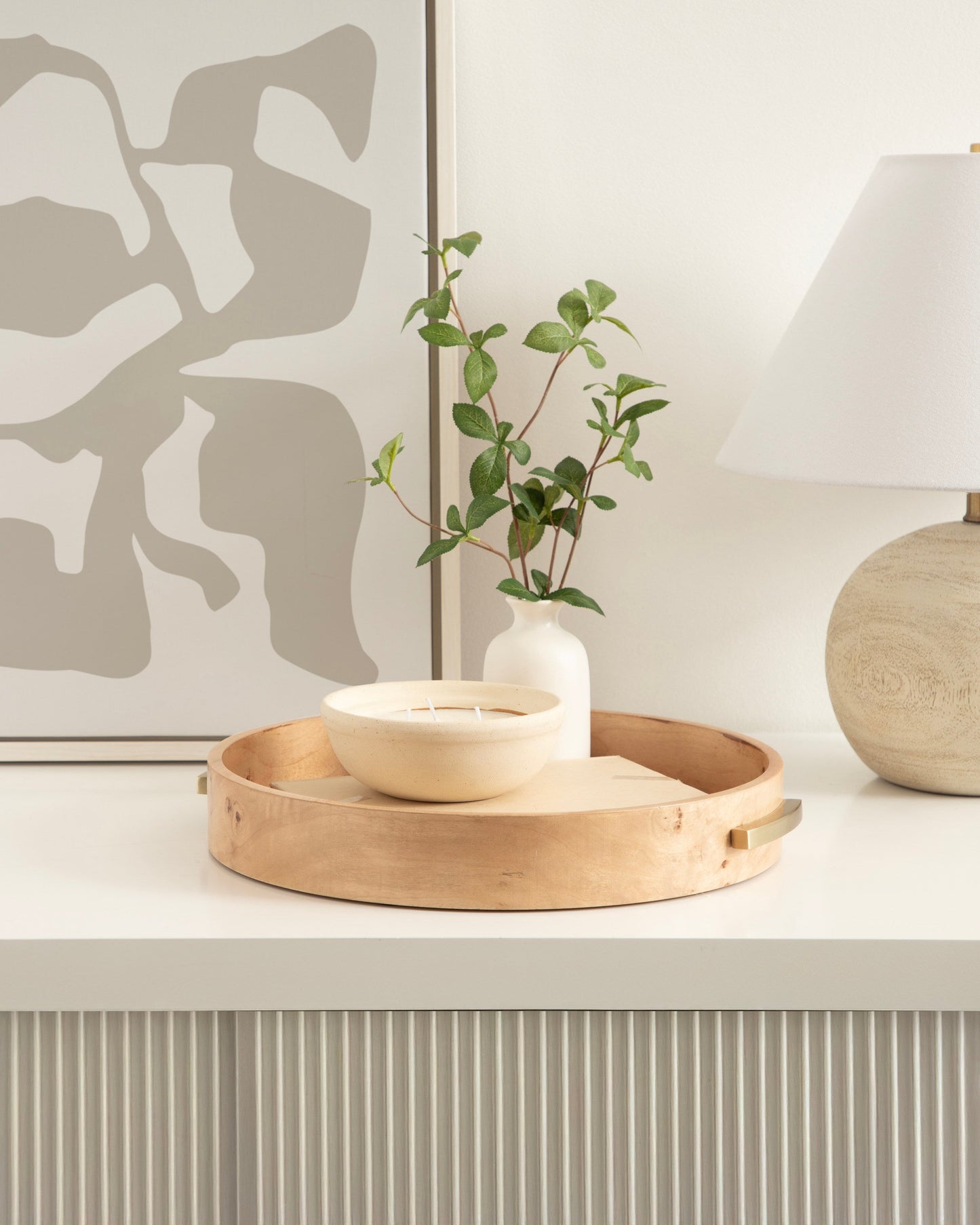 Burlock Round Tray with Handles