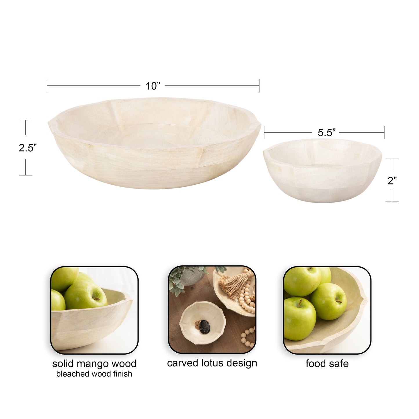 Lorah Wood Bowl Set