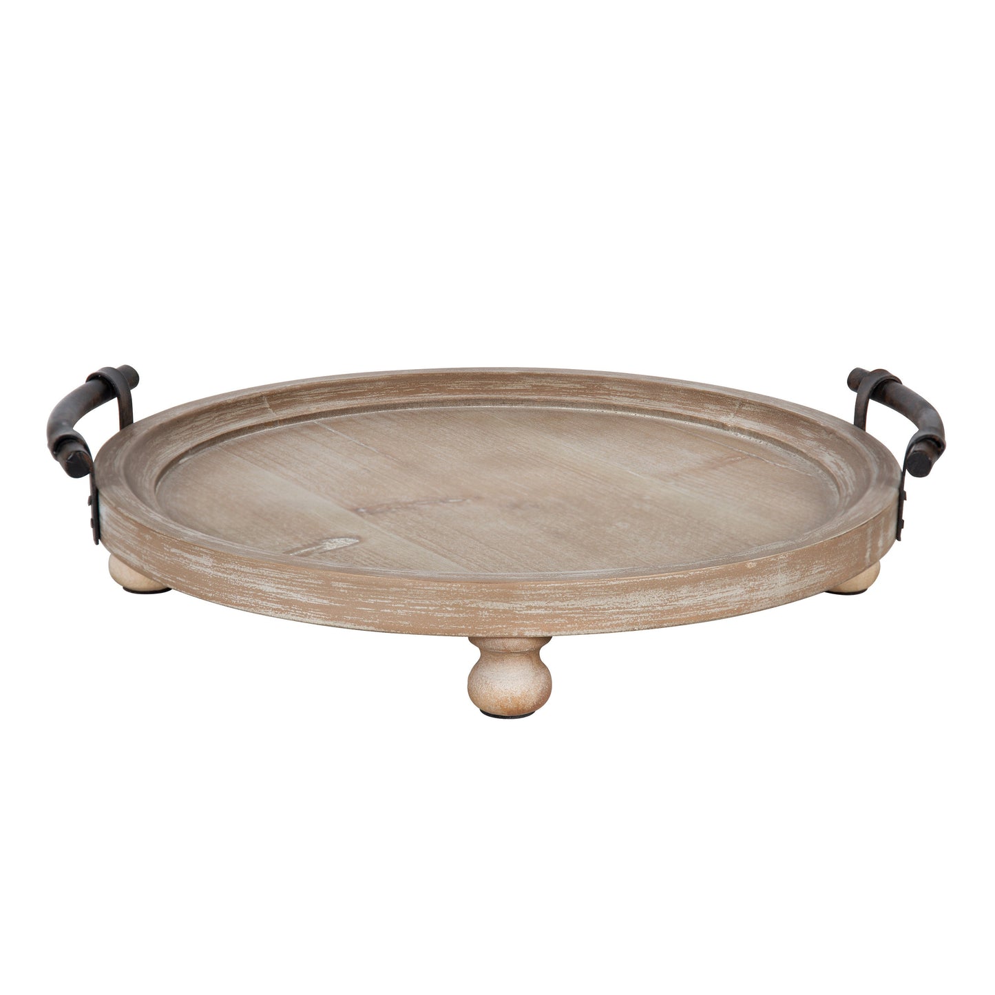 Bruillet Round Wooden Footed Tray