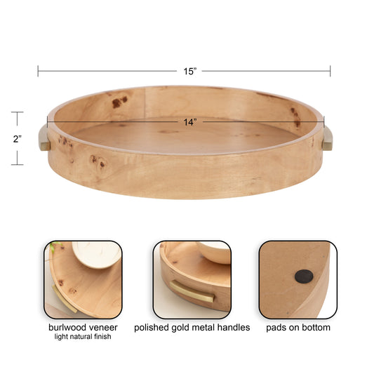 Burlock Round Tray with Handles