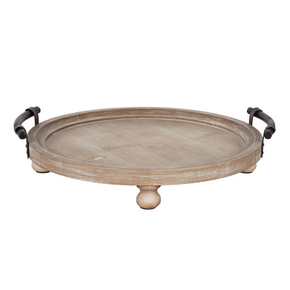 Bruillet Round Wooden Footed Tray