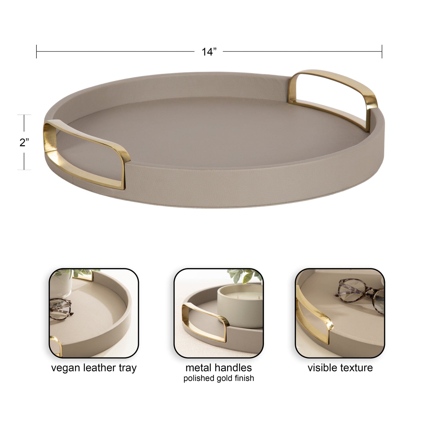 Valeska Round Tray with Handles