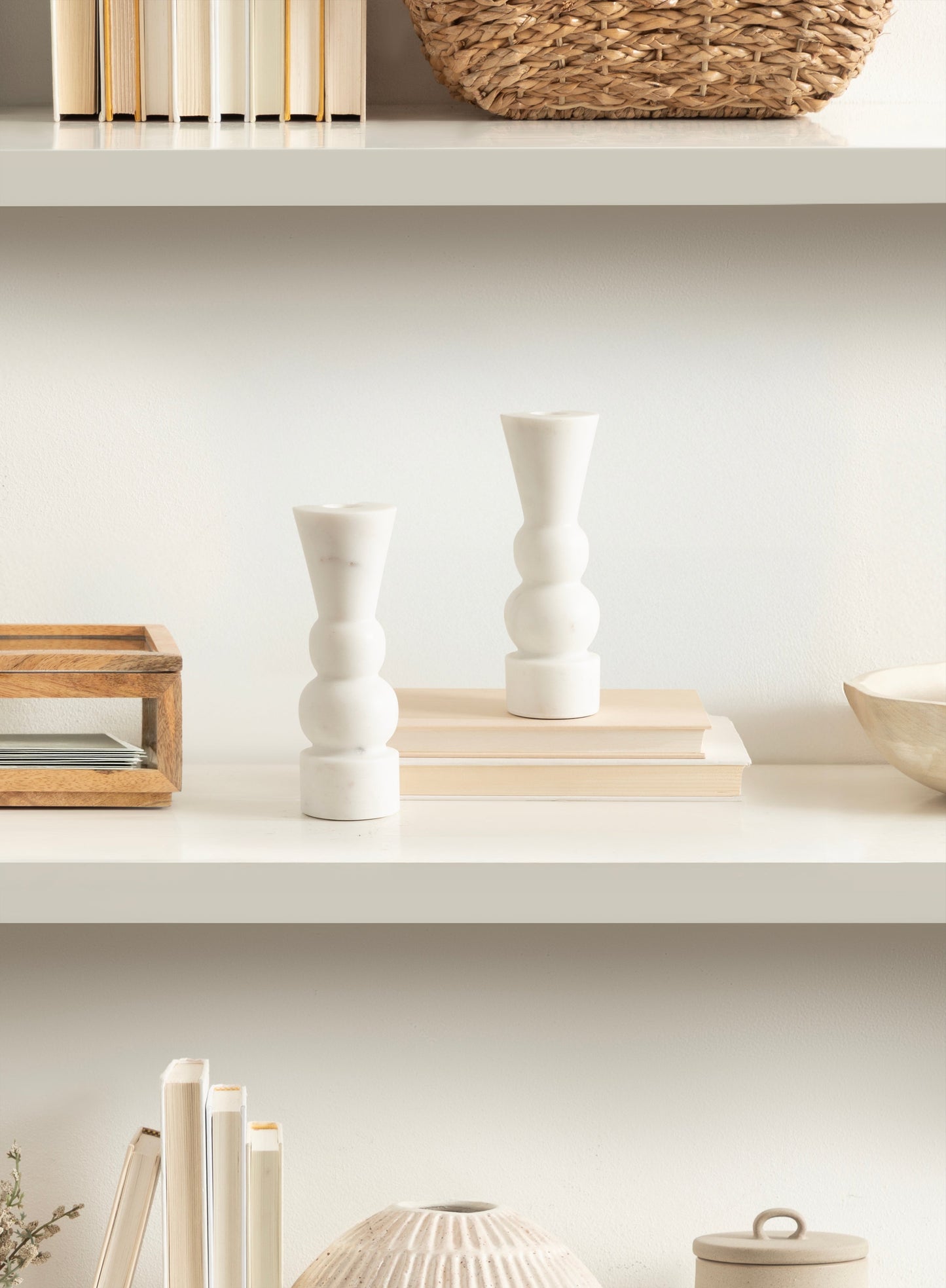 Maleea 2pc Marble Candle Holder