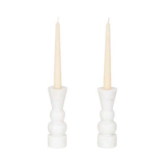Maleea 2pc Marble Candle Holder