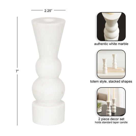 Maleea 2pc Marble Candle Holder