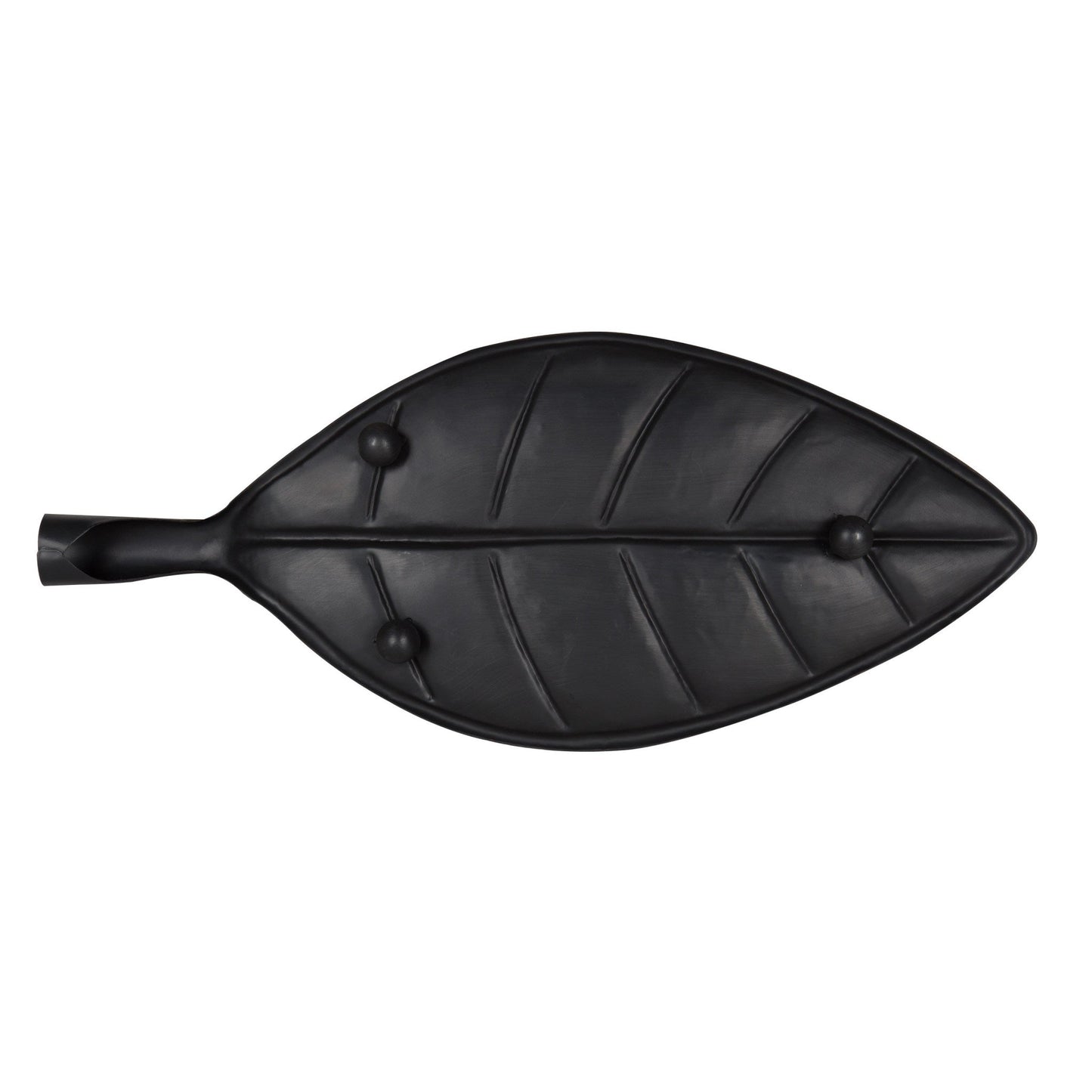 Leif Decorative Leaf Shaped Metal Trays, Set of 4, Black 18x8