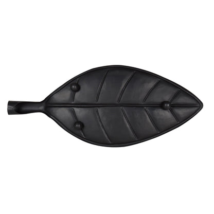 Leif Decorative Leaf Shaped Metal Trays, Set of 4, Black 18x8