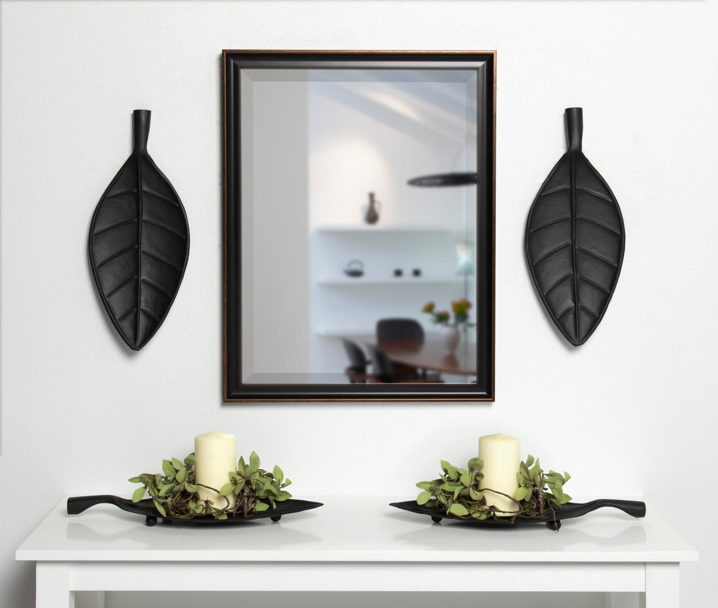 Leif Decorative Leaf Shaped Metal Trays, Set of 4, Black 18x8