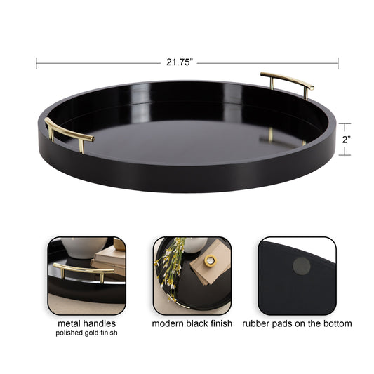 Lipton Round Decorative Tray with Metal Handles