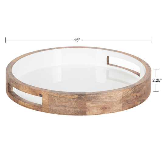 Ehrens Round Decorative Wood Tray