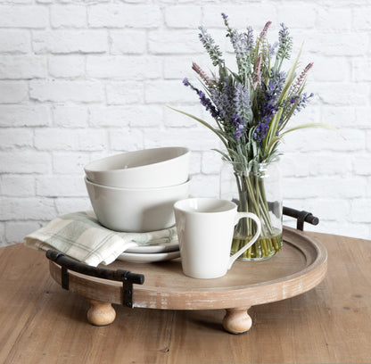 Bruillet Round Wooden Footed Tray