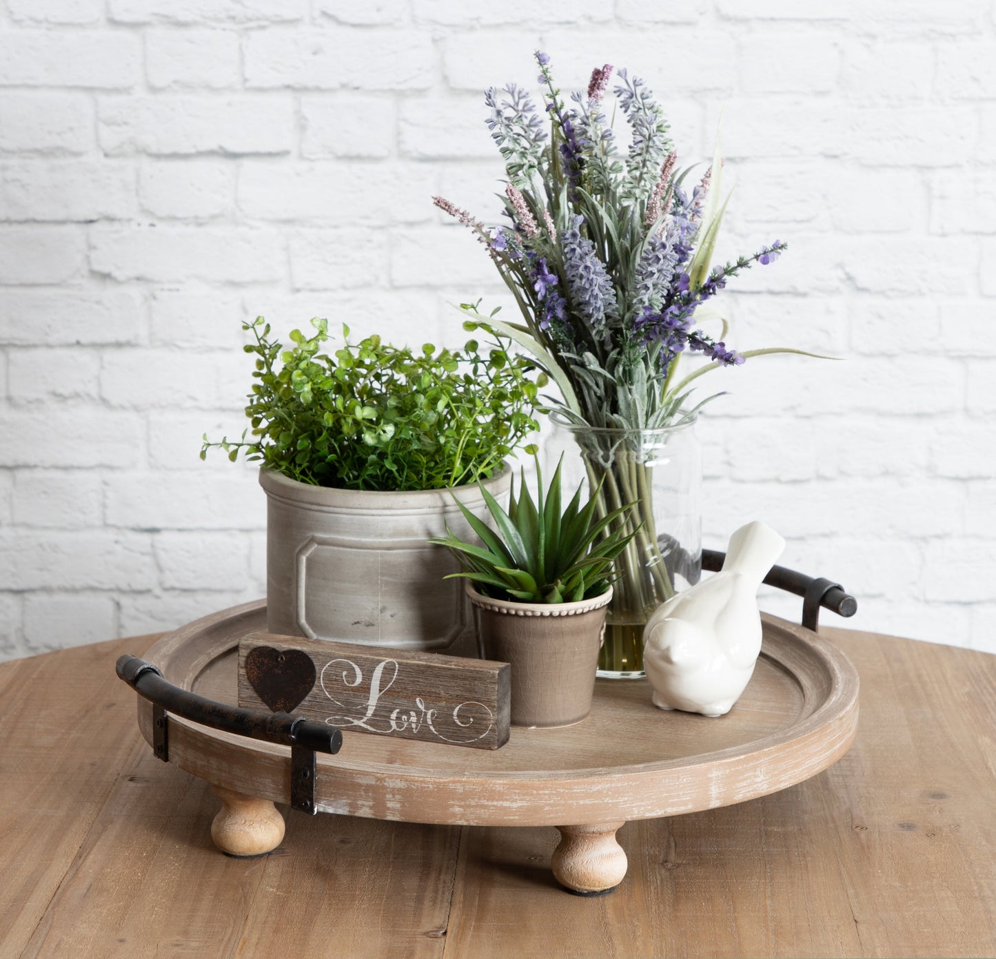 Bruillet Round Wooden Footed Tray